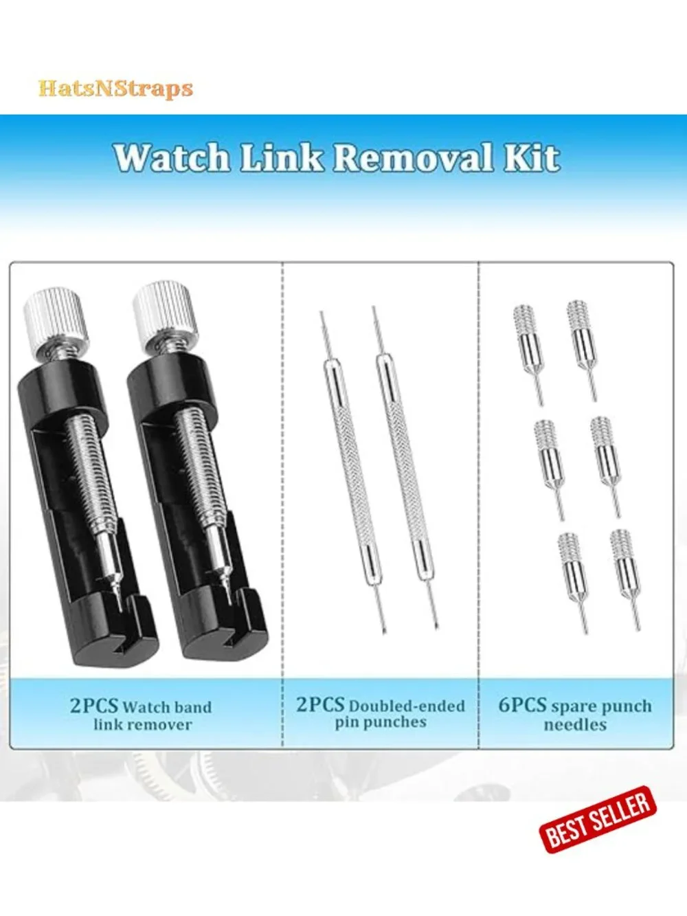 2 Pack Watch Link Removal Kit with Replacement Pins